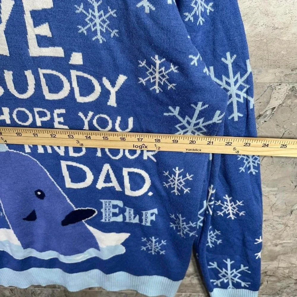 ELF The Movie Official‎ Mr. Narwhal Bye Buddy Ugly Christmas Sweater Knit L